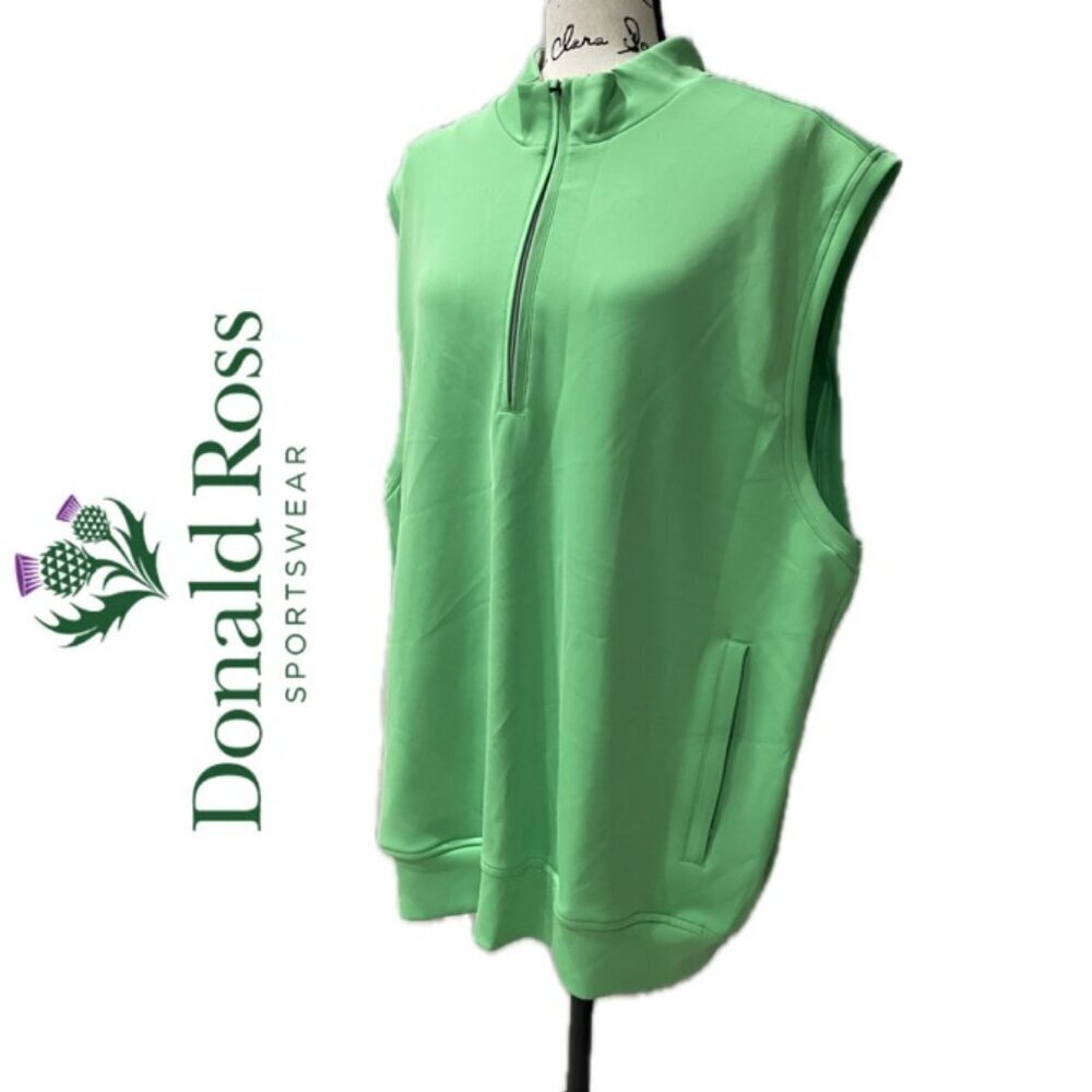 DONALD ROSS VEST PULLOVER PERFORMANCE GREEN LIME 1/4 ZIP UPF50 Sz XL GOLF SPORTY